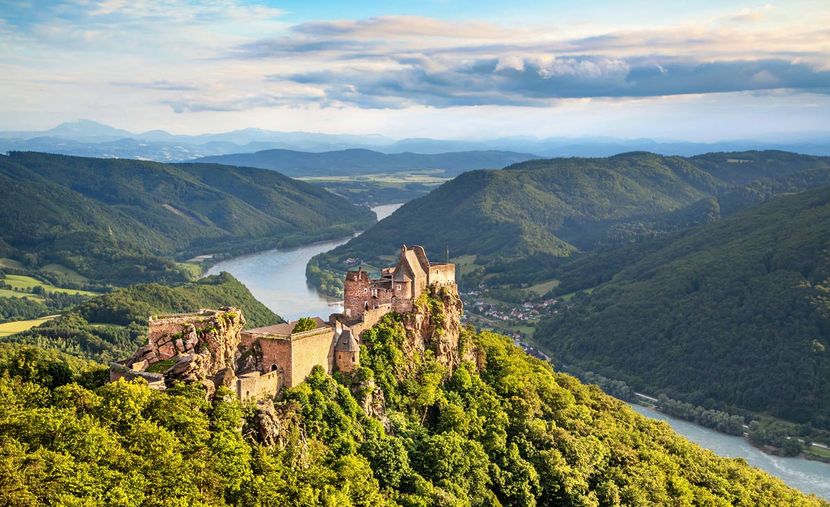 Panorama über der Burgruine Aggstein